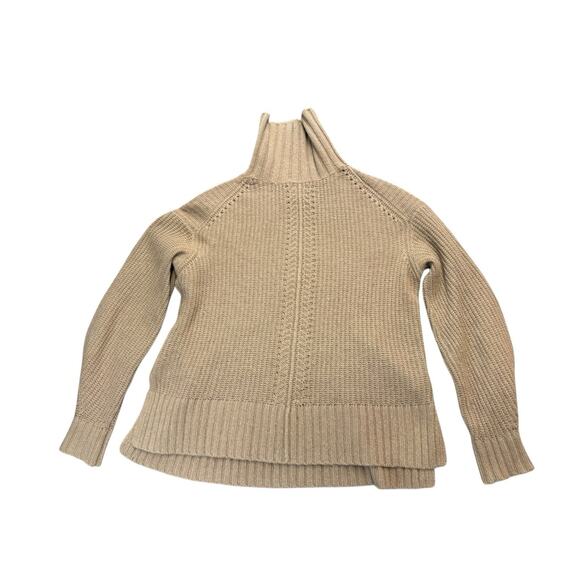 White + Warren Cashmere Wool Turtleneck Sweater Brown Ribbed Hem M/L - Picture 6 of 11